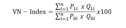 Công thức cách tính chỉ số VN-Index theo trọng số vốn hóa thị trường: